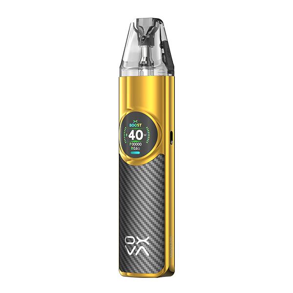 Oxva NeXlim Pod Kit in Gold-Schwarz mit Carbonfaser-Optik und rundem Display