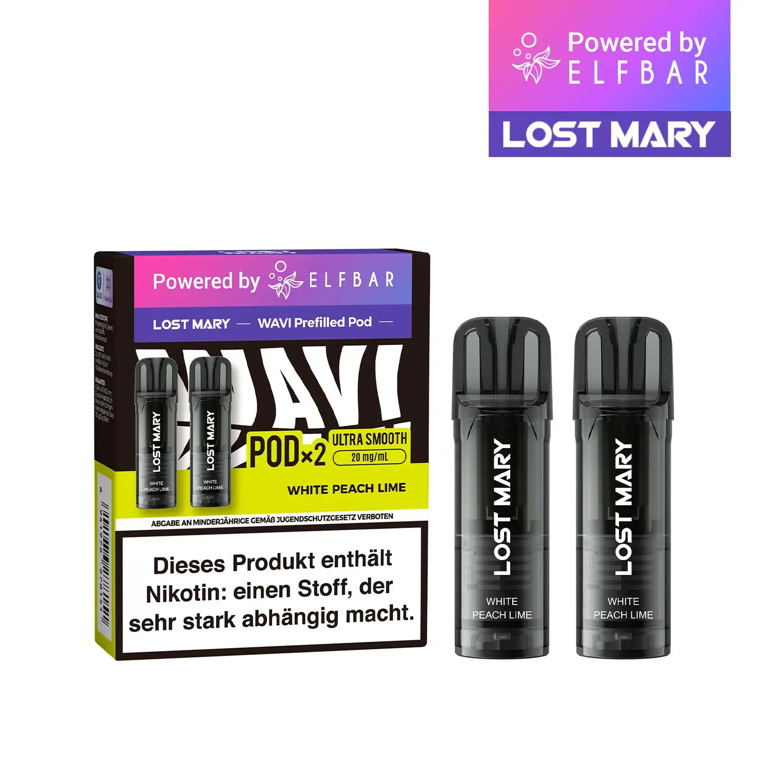 2x Lost Mary Wavi Pod - White Peach Lime