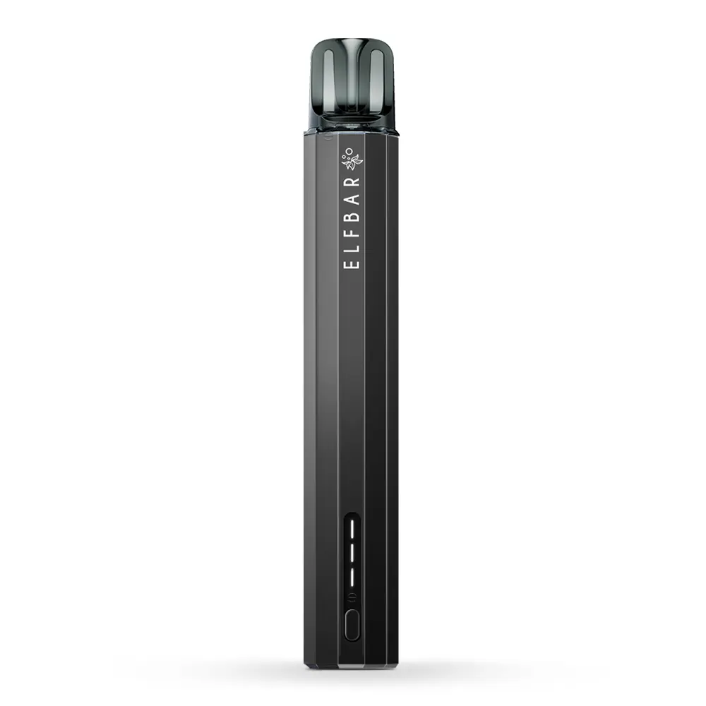 Elfbar Elfa Turbo Pro Refillable Pod Kit in Schwarz, schmales Pod-System mit zwei aufgesteckten Pods