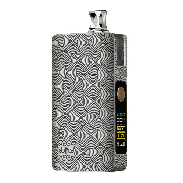 DotMod dotPod Max Kit Ripple Edition in Silber – Frontansicht mit Wellenmuster und Display