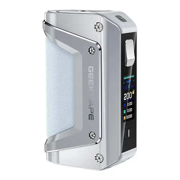 source725979.jpg GeekVape Aegis Legend 3 Mod Akkuträger in Silber-Blau mit Farbdisplay, robustes Box-Mod-Design, Frontansicht