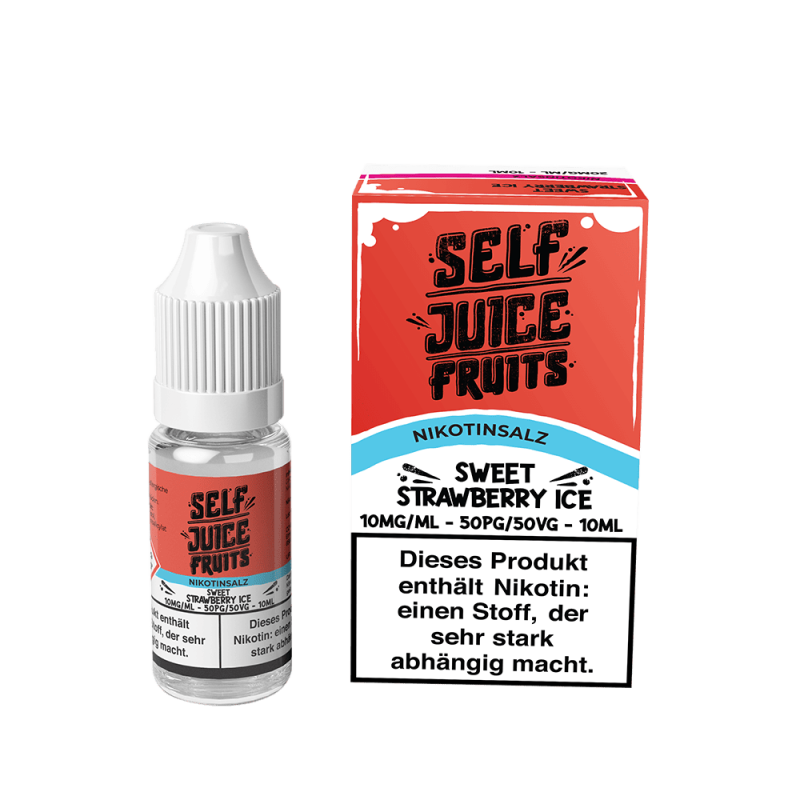 Self Juice Sweet Strawberry Ice 10ml Nikotinsalz-Liquid – blaue Flasche mit roter Verpackung