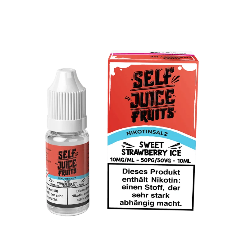 Self Juice Sweet Strawberry Ice 10ml Nikotinsalz-Liquid – blaue Flasche mit roter Verpackung