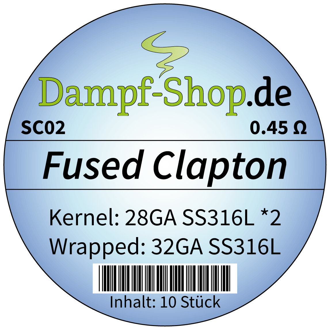 SC02 - 10x SS316L Fused Clapton - (0.32 mm*2 + 0.20 mm) - 0.45 Ohm