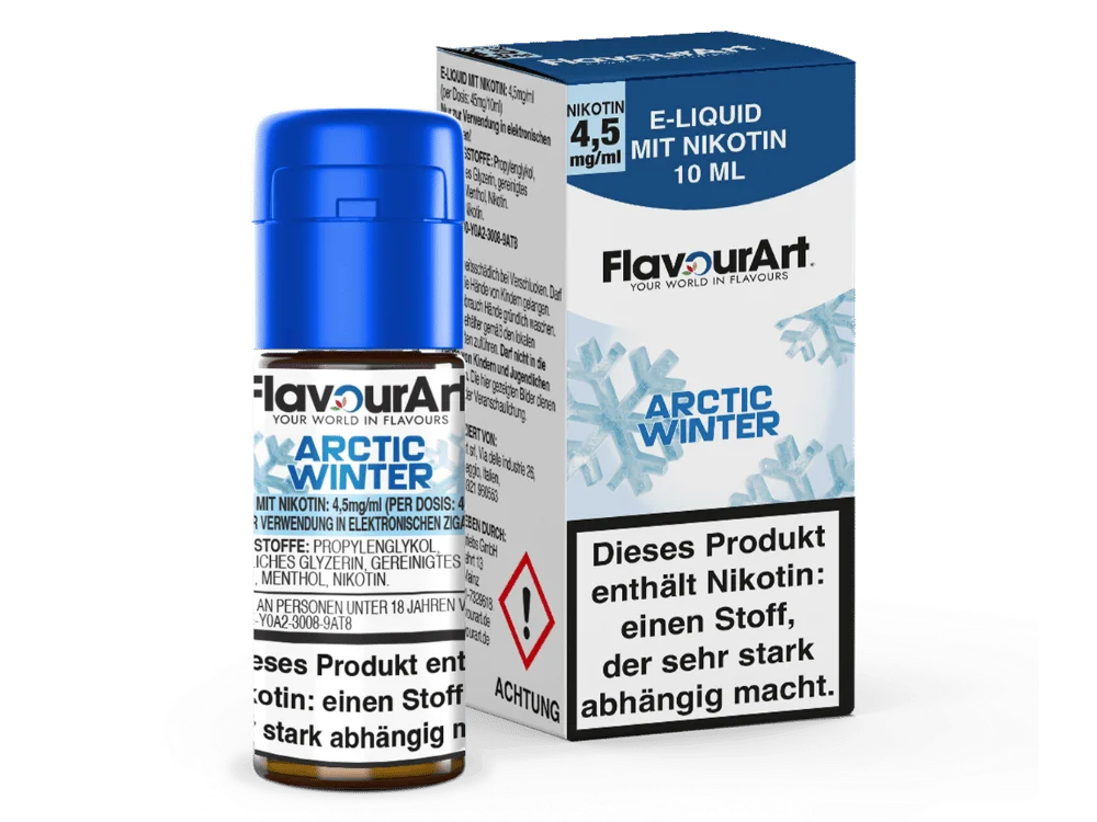 Flavourart Arctic Winter 10ml Liquid – blaue Flasche mit Schachtel, 4,5 mg Nikotin