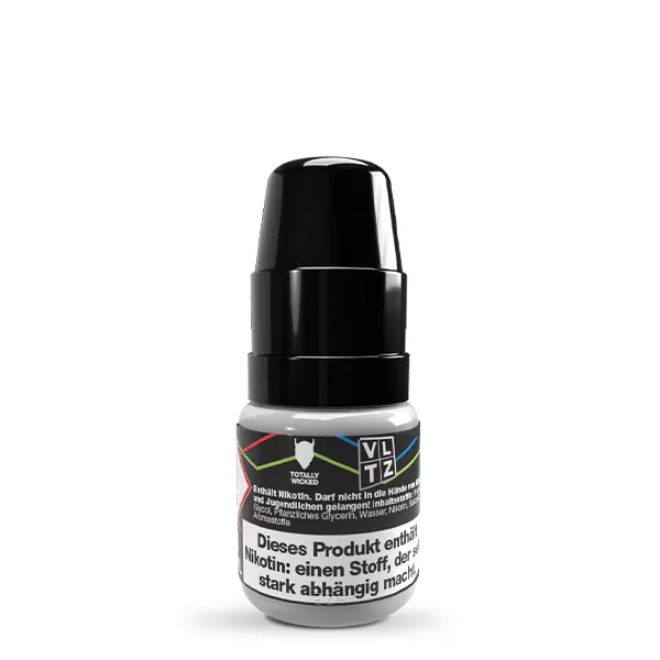 Totally Wicked VLTZ Süsse Erdbeere 10ml Nikotinsalz-Liquid, kleine schwarze Flasche mit Warnhinweis-Etikett
