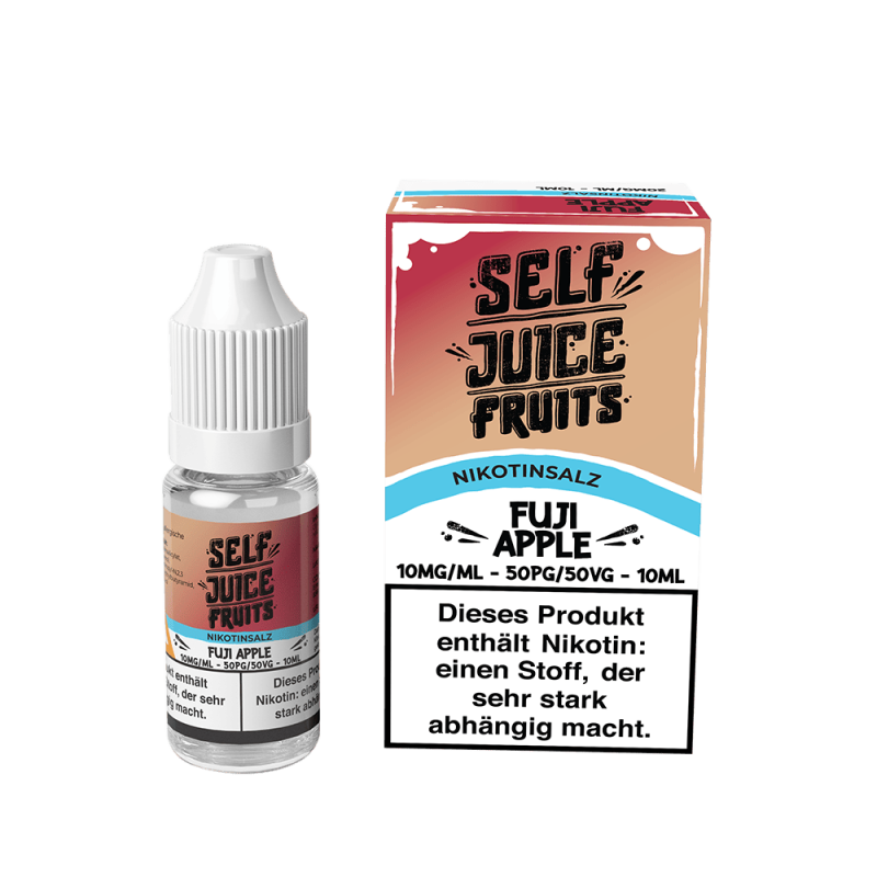 Self Juice Fruits Fuji Apple 10ml Nikotinsalz-Liquid, pinke Flasche ohne Verpackung, Frontansicht