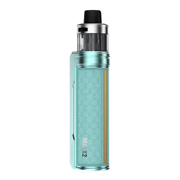 VooPoo Drag X2 Pod Kit E-Zigarette in Türkis-Mint mit Rautenmuster und transparentem Pod-Tank, Frontansicht