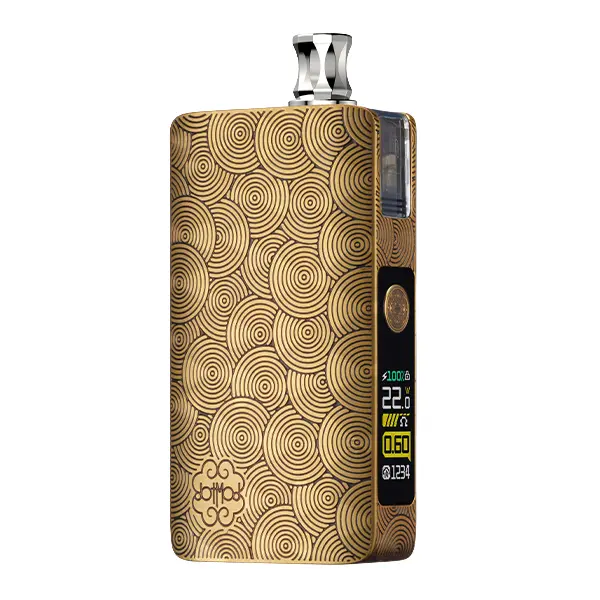DotMod dotPod Max Kit Ripple Edition in Gold mit geometrischem Wellenmuster, Seitenansicht