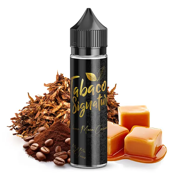 Lädla Juice Tabaco Signature Moca Caramel Longfill – schwarze 60ml Flasche mit Tabak, Kaffeebohnen und Karamellstücken
