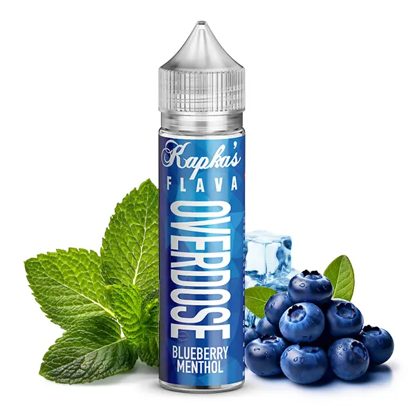 kapka-s-flava-overdose-blueberry-menthol-134jvw1TwiIqMN.jpg Kapka's Flava Overdose Blueberry Menthol Longfill 60-ml-Flasche, blaues Etikett, Blaubeeren und Minzblätter