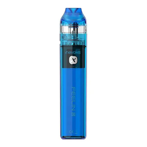source805642.jpg Nevoks Feelin C1 Pod Kit E-Zigarette in Blau, schlanker Stabakku mit klarem Pod, Frontansicht