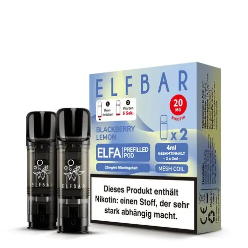Elfbar Elfa Prefilled Pod Blackberry Lemon 20mg/ml, 2er-Verpackungsbox in Weiß-Schwarz