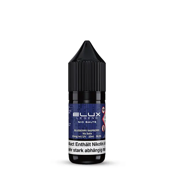 Elux Nikotinsalz-Liquid Blueberry Raspberry 10ml in dunkler Flasche mit blau-lila Etikett