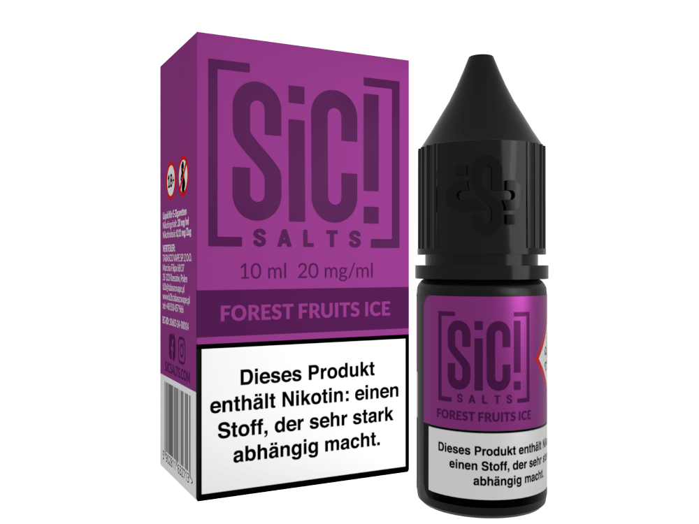 SiC! Salts Forest Fruits Ice 10ml Nikotinsalz-Liquid in pinkfarbener Flasche mit weißem Etikett, 20 mg/ml