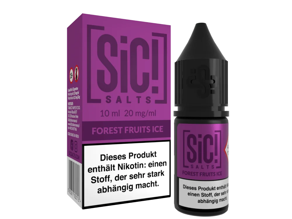 SiC! Salts Forest Fruits Ice 10ml Nikotinsalz-Liquid in pinkfarbener Flasche mit weißem Etikett, 20 mg/ml
