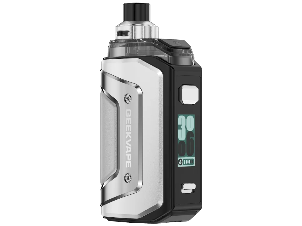 geekvape-aegis-hero-5-kit-steel-silver_1000x750.png GeekVape Aegis Hero 5 Pod-Mod in Silber-Schwarz mit Farbdisplay, Frontansicht