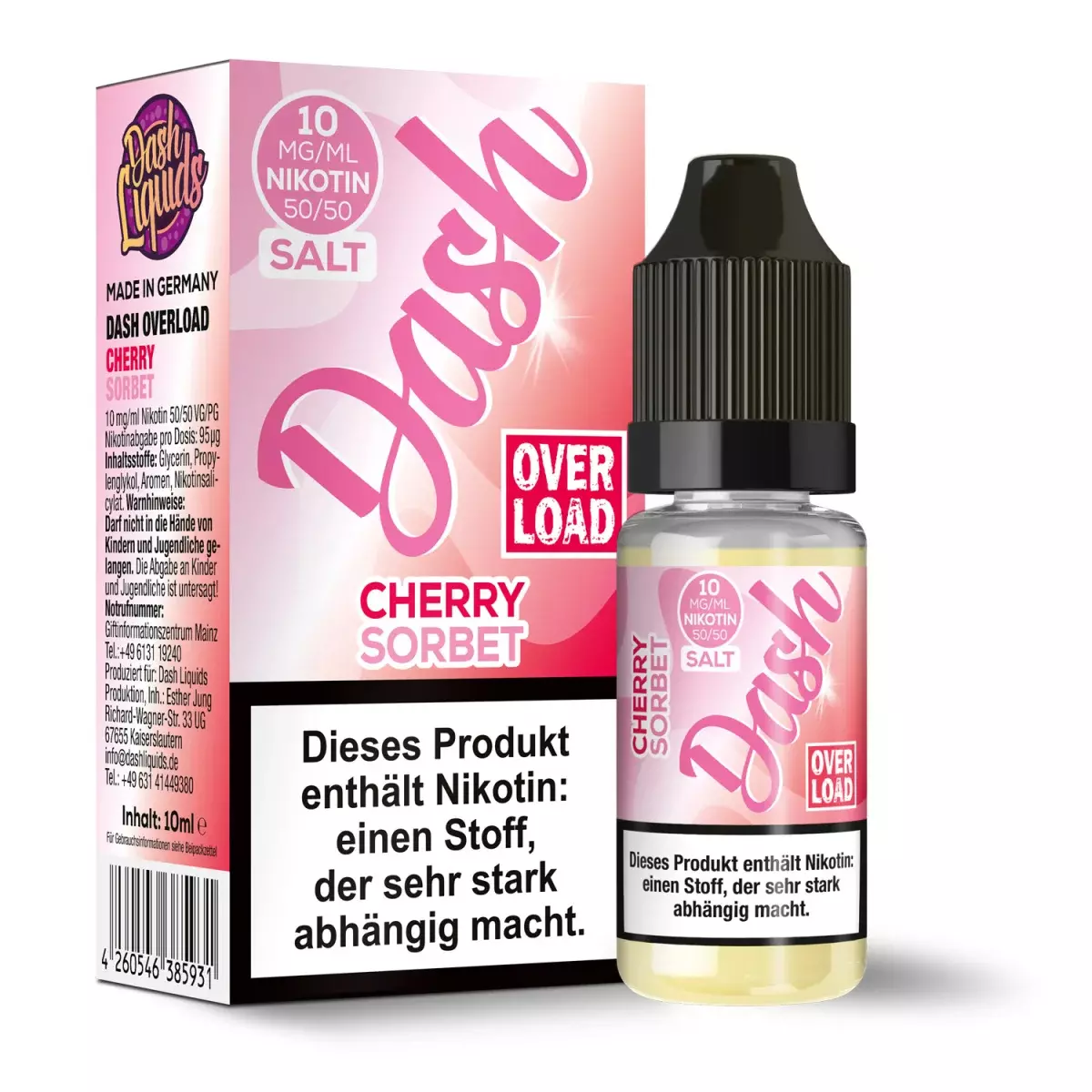 Dash Overload - Cherry Sorbet - 10ml Nikotinsalz Liquid