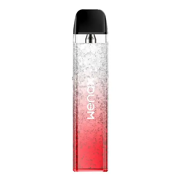 GeekVape Wenax Q Mini Kit in Gradient Rot-Silber mit Glitzer-Oberfläche, schlankes Pod-System Frontansicht