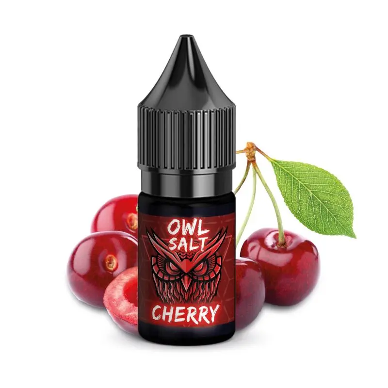 source839582.jpg OWL Salt Cherry 10ml Nikotinsalz-Liquid – schwarze Flasche mit Kirschen-Motiv