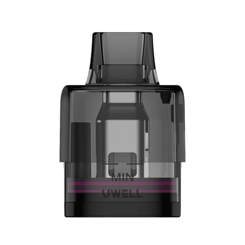 Uwell Typhos Dual Mesh Ersatz-Pod in Schwarz mit pinkem Akzent, sichtbarer Coil