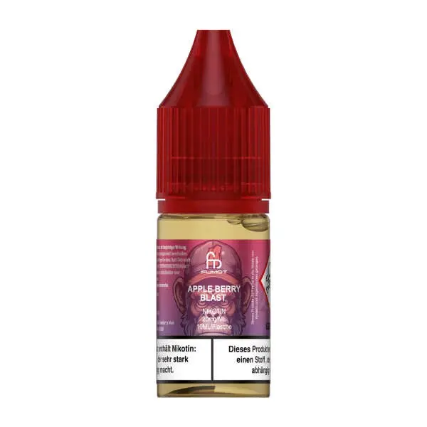 RandM Tornado - Apple Berry Blast - Nikotinsalz - 10ml -....jpg Fumot Apple Berry Blast 10ml Nikotinsalz-Liquid – rote Flasche vor neutralem Hintergrund