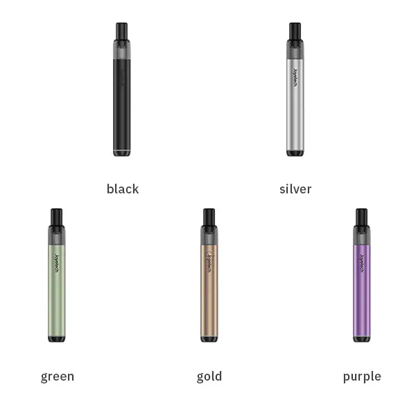 Joyetech eRoll Slim Pro Easy Kit Farbübersicht alle fünf Varianten: Schwarz, Silber, Grün, Gold und Lila