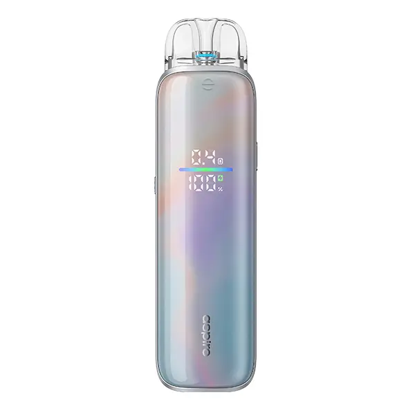 Aspire Pixo Max Pod Kit in schillerndem Regenbogen-Farbverlauf mit Display, Frontansicht