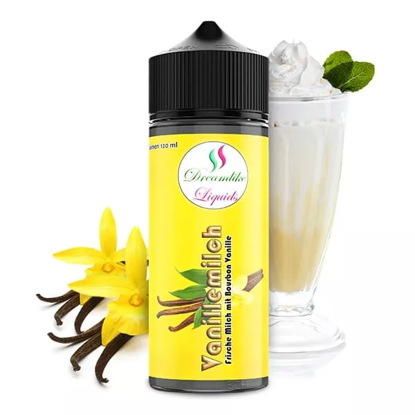 Dreamlike Liquids Vanillemilch Longfill 100ml Flasche mit Vanilleschoten und cremigem Milchshake