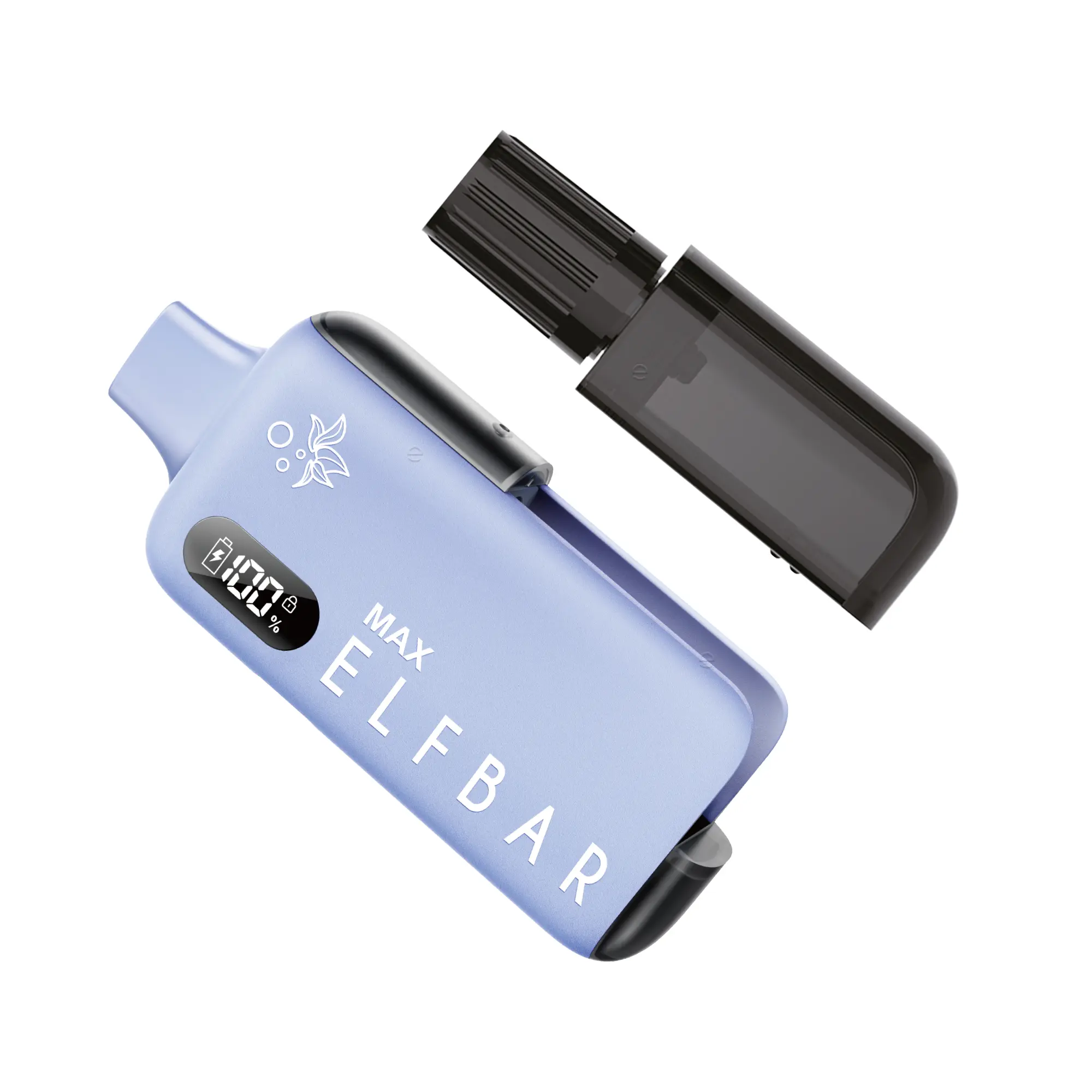 Elfbar Max Kit Akkuträger in Blau mit abgenommenem Pod, Produktansicht von vorne