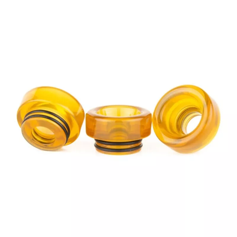 source17767.jpg 810 DripTip AS154 in Bernsteingelb – drei Ansichten des 18x11mm Kunstharz-Mundstücks