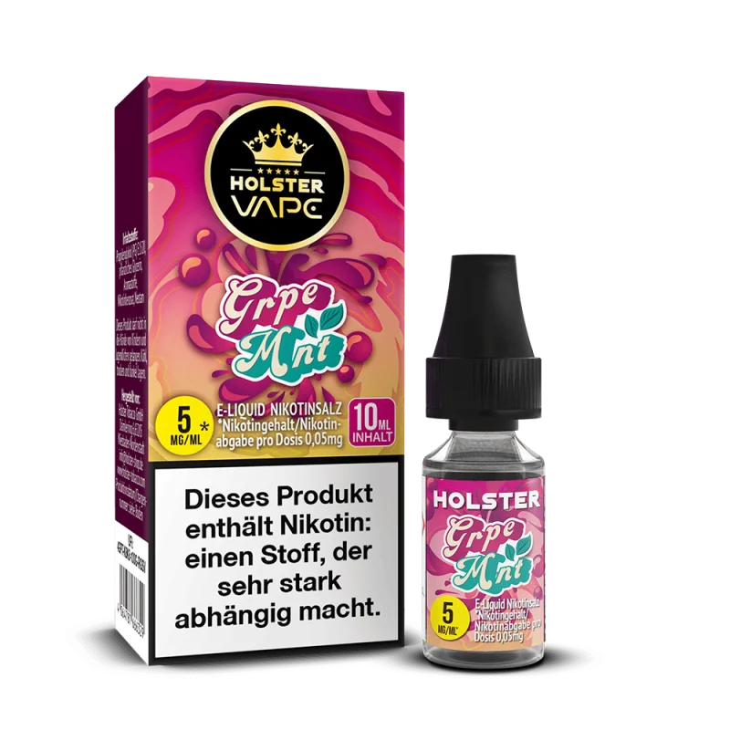 HOL-S-001_800x800.png?ts=1771578042 Holster Grpe Mnt Nikotinsalz-Liquid 10ml – pinke Schachtel und Flasche, 5 mg/ml