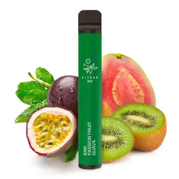 Elfbar 600 Einweg E-Zigarette in Grün mit Kiwi-Passionsfrucht-Guave-Geschmack, 20 mg/ml