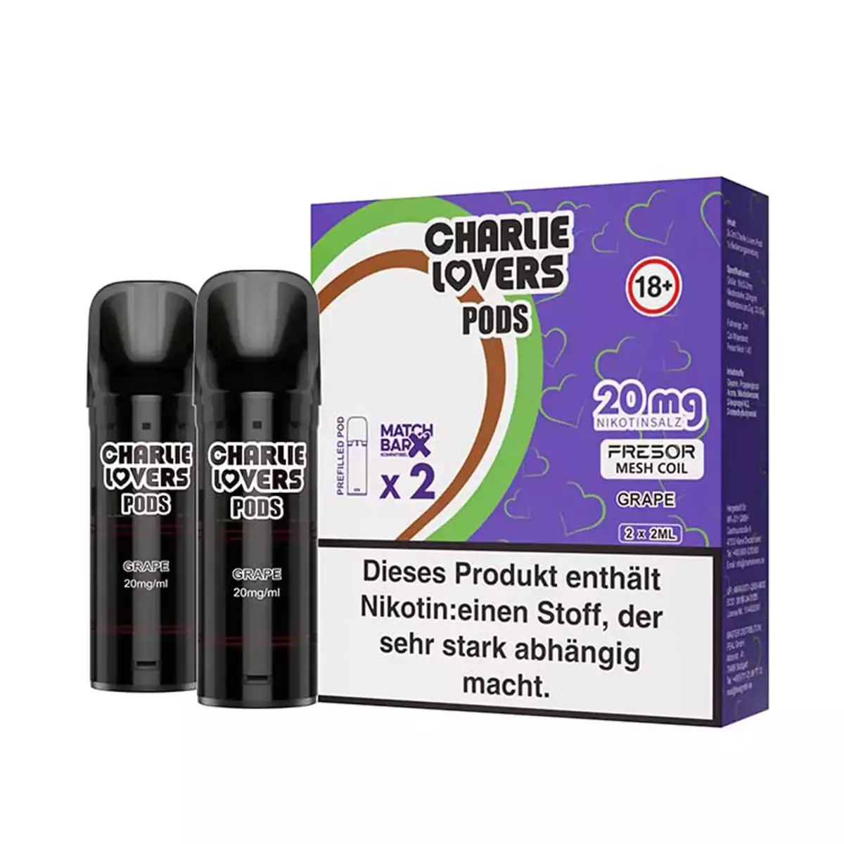 2x Charlie Lovers - Prefilled Pod - Grape