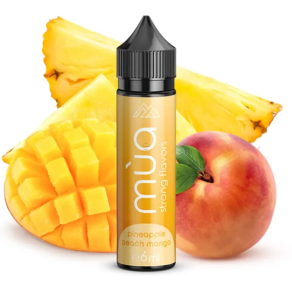 Mùa Pineapple Peach Mango Longfill 60ml Flasche in Goldgelb mit Ananas, Mango und Pfirsich