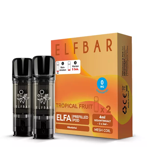 2x Elfbar Elfa Prefilled Pod - Tropical Fruit 0mg/ml