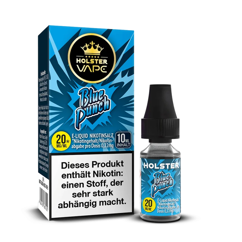 Holster Blue Punch Nikotinsalz-Liquid 10ml – blaue Schachtel und Flasche, 20 mg/ml
