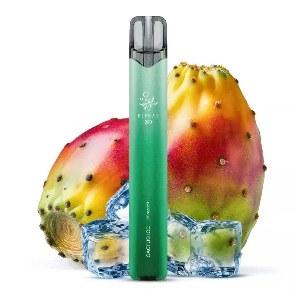 ELFB105_600x600.png Elfbar 800 Einweg E-Zigarette in Grün-Türkis mit Kaktusfeige und Eiswürfeln, Sorte Cactus Ice, 20 mg/ml