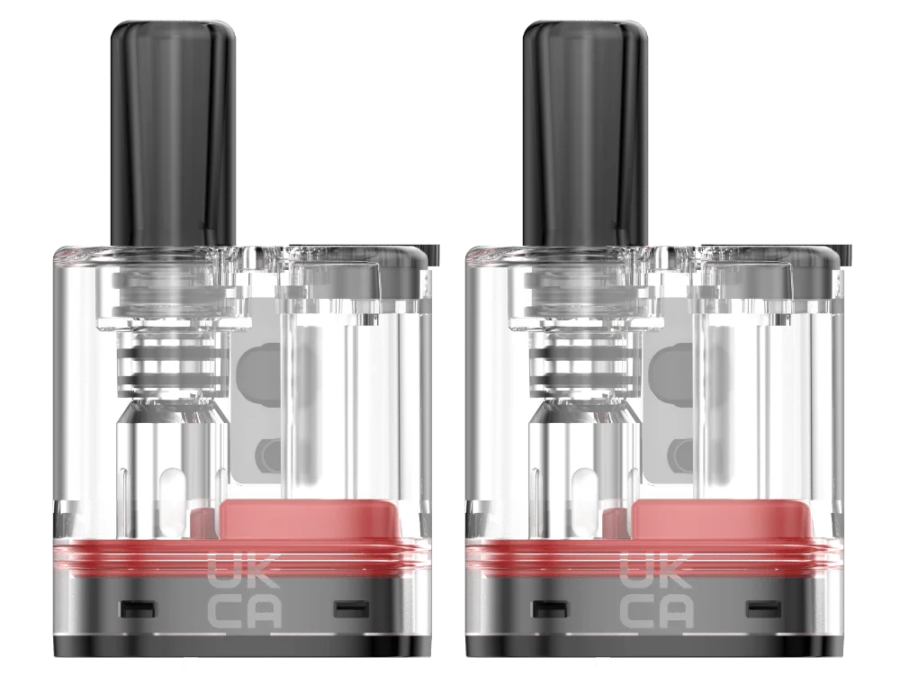 GeekVape S30 Boost Version Ersatz-Pod – 2 transparente Pods mit rotem Farbakzent, Seitenansicht