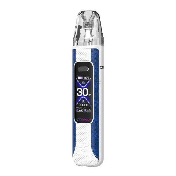oxva-xlim-pro-3-8.jpg Oxva Xlim Pro 3 Kit in Weiß-Blau, Akkuträger mit Pod und OLED-Display, Frontansicht