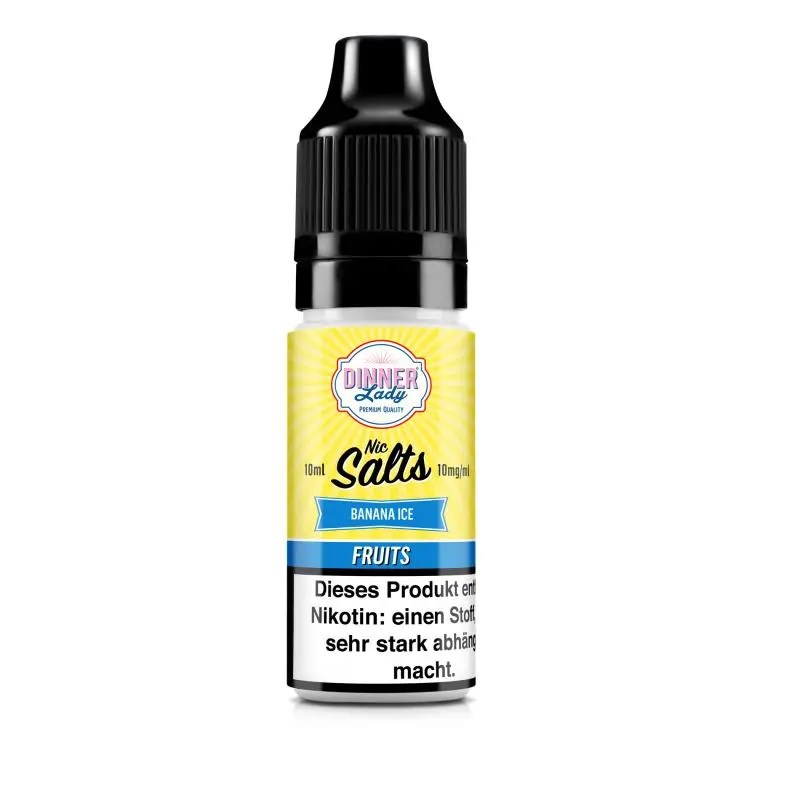 source384927.jpg Dinner Lady Banana Ice Nikotinsalz-Liquid 10ml Flasche mit gelb-blauem Etikett