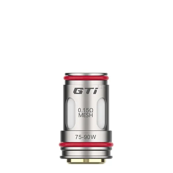 source809912.jpg Vaporesso GTI Mesh Coil Verdampferkopf 0.15 Ohm, einzelne silberne Spule mit rotem Ring, 70-80W