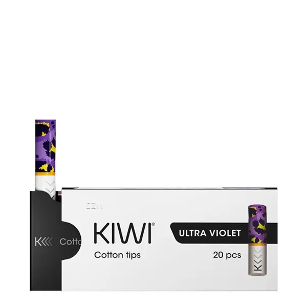 source762064.jpg Kiwi Cotton Tips Ultra Violet 20er-Pack – Packung mit lila-gemustertem Filter-Mundstück