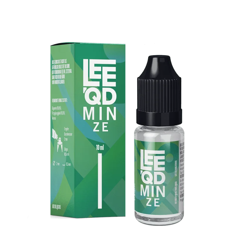LEEQD Fresh Minze 10ml Liquid – grüne Box und kleine Flasche, Frontansicht