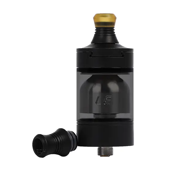 Innokin Ares 2 MTL RTA D22 Limited Edition in Schwarz mit goldenem Drip Tip, seitliche Ansicht