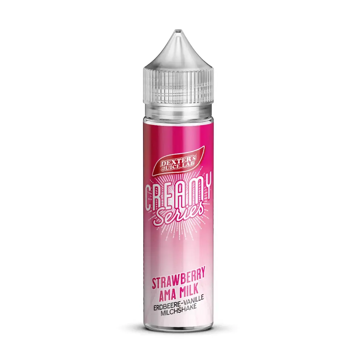 Dexters Juice Lab Creamy Series Strawberry Ama Milk Longfill 60-ml-Flasche mit pinkem Etikett