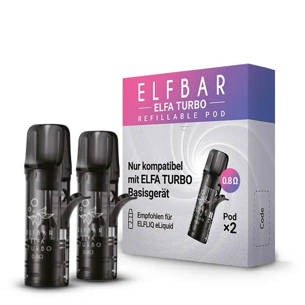 elfbar-elfa-turbo-refillable-pod-1q5blYV5jP2LmZ.jpg Elfbar Elfa Turbo Refillable Leerpod 0.8 Ohm, 2 schwarze Pods in Verpackung
