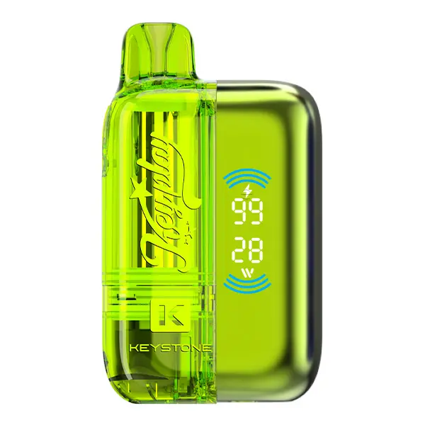 keystone-keyplay-2.jpg Keystone Keyplay Pod Kit in Neongrün mit transparentem Gehäuse und rundem Display