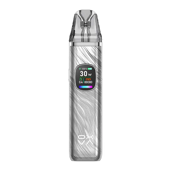 Oxva Xlim Pro 2 Kit in Hellsilber mit Wellenmuster-Oberfläche, Pod und Farbdisplay