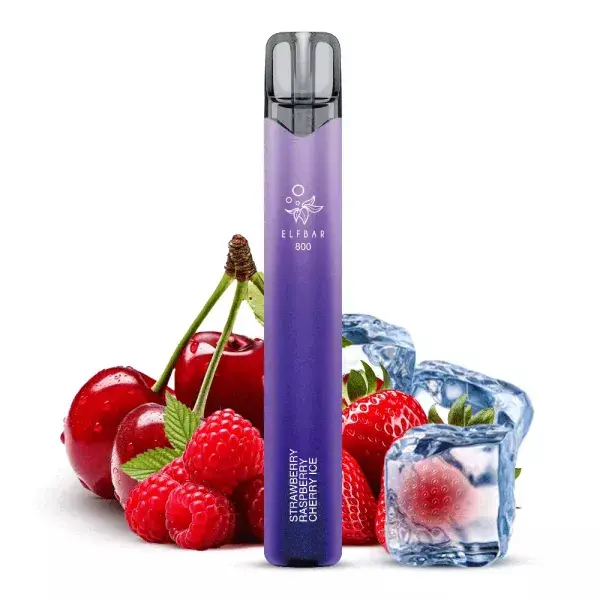 ELFB119_600x600.png Elfbar 800 Einweg E-Zigarette in Lila-Rot, Geschmack Cherry Raspberry Ice, mit Kirschen und Eiswürfeln